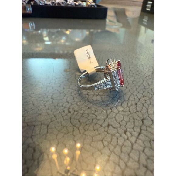 Pink Emerald cut Cz ring size 7 - Picture 8 of 10